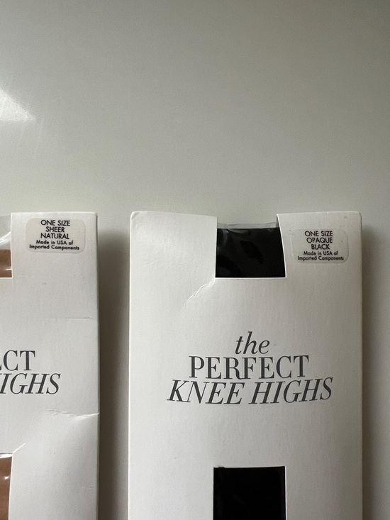 Ann Taylor Knee Highs Duo — sheer Nude & Black opaque NEW - Picture 2 of 4